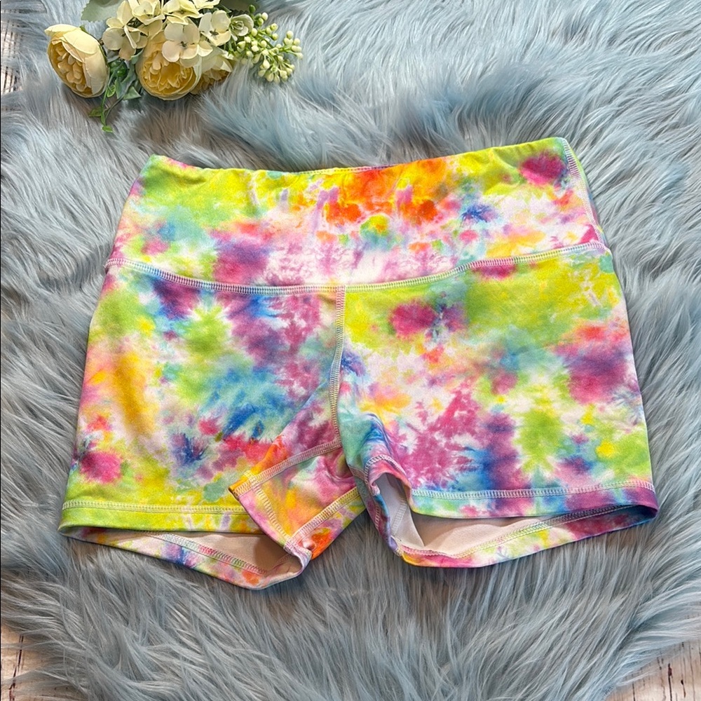 Fleo Tie-Dye Bike Shorts in Neon Rainbow